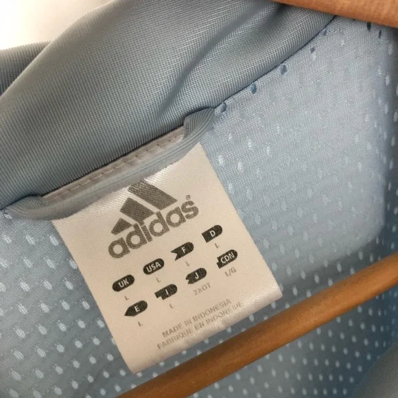 Adidas Vintage Track Suit Baby Blue 3 Stripe Warm Up Jacket - Picture 6 of 8